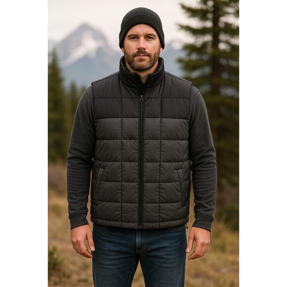 VNTG Utility Down Vest XL Army Green Black Quilted Puffer Survivalist Gorpcore - Picture 2 of 9